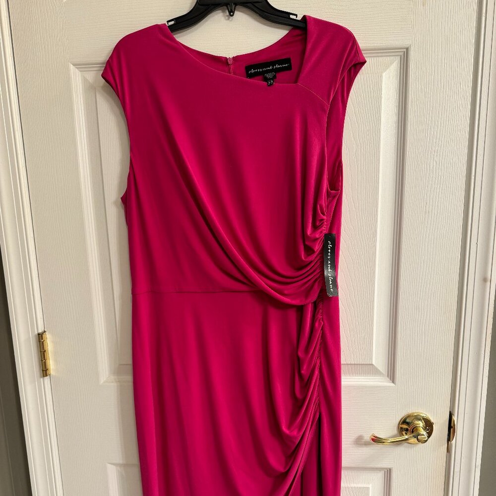 Fuchsia Cocktail Dress with Ruched Waist